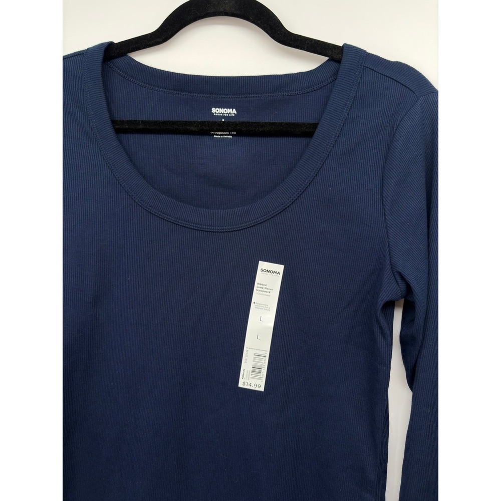 Sonoma Goods for Life Women's Long Sleeve Top Lot of 2 Large Ribbed V-Neck NWT - Picture 8 of 12
